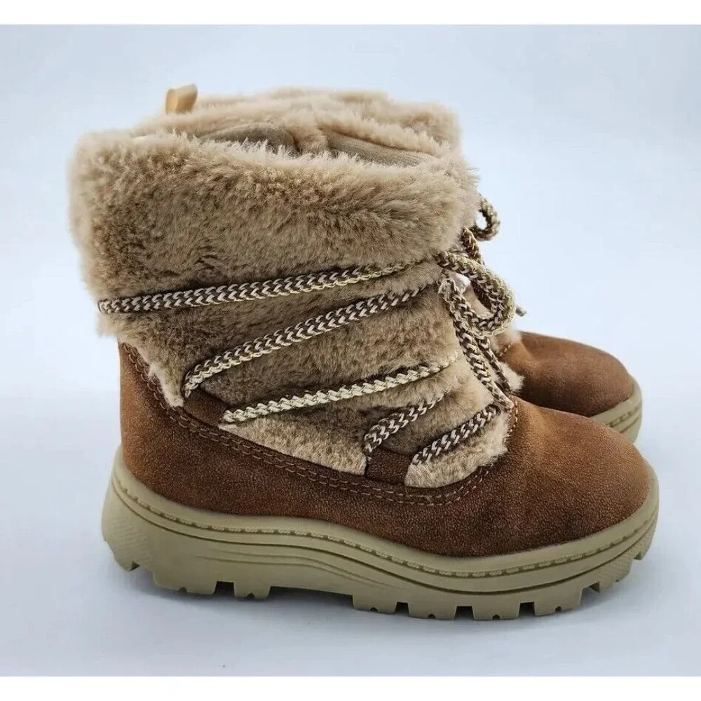 Carter's‎ Baby Girl Moane Faux Fur Winter Boots Beige/Tan Size 8M